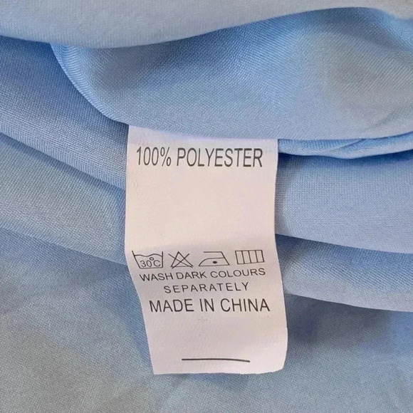 ❤️ Short Bell Sleeve Blouse Crewneck  Medium Tops Floral Blue Textured Shirt - Picture 10 of 13